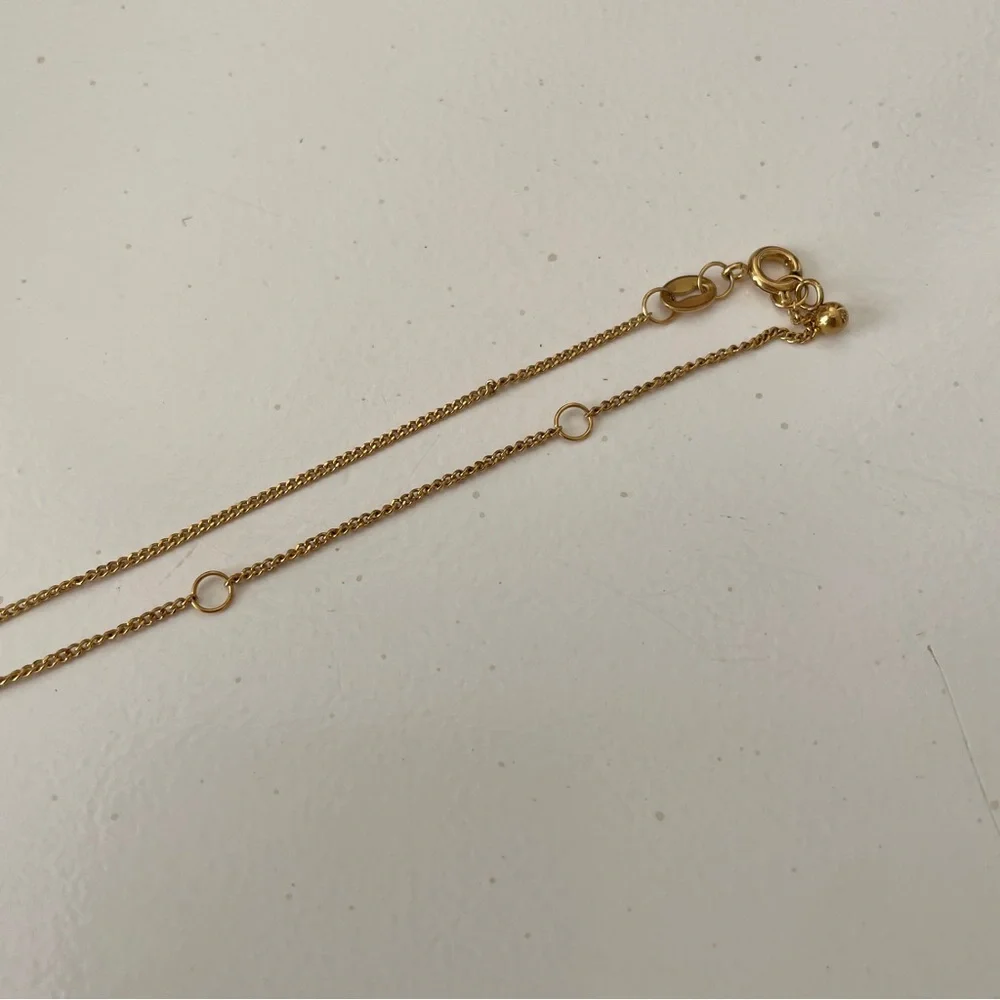 Gold Necklace with Textured Quilted Barrel Pendant - Picture 4 of 8